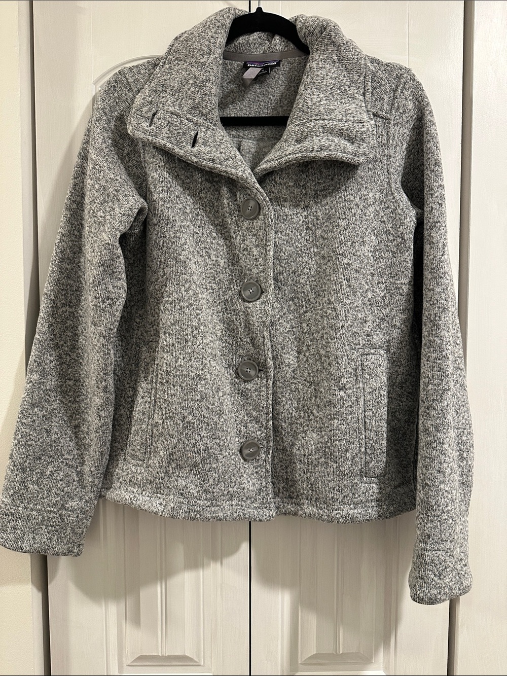 Patagonia Gray Heather Jacket, button up with button up collar optional